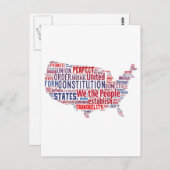 Carte Postale Constitution des États-Unis en forme de USA (Devant / Derrière)