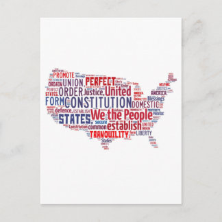 Carte Postale Constitution des États-Unis en forme de USA