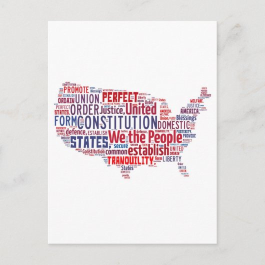 Carte Postale Constitution des États-Unis en forme de USA (Devant)