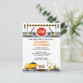 Carte Postale Construction Camions 1er anniversaire Fête Invitat (Debout devant)