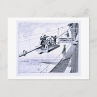 Construction du pont Brooklyn, New York (litho)