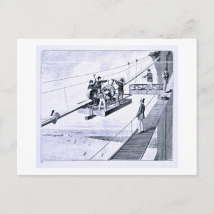 Carte Postale Construction du pont Brooklyn, New York (litho)