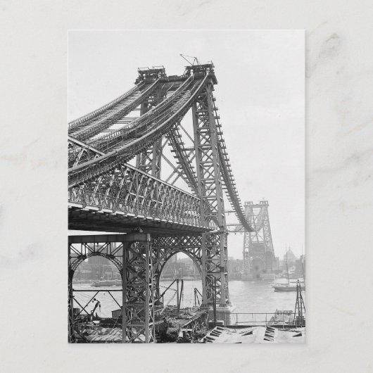 Carte Postale Construction du pont de Williamsburg, 1901 (Devant)