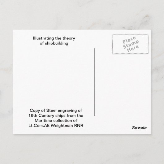 Carte Postale Construction d'un navire (Dos)