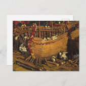 Carte Postale Construire les bateaux, 1903 par Nicholas Roerich (Devant / Derrière)