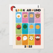 Carte Postale Consultez le calendrier Kawaii 2025 (Devant / Derrière)