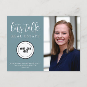 Carte Postale Contact Turquoise professionnel Info photo Immobil