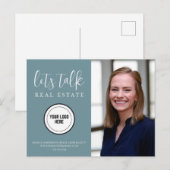 Carte Postale Contact Turquoise professionnel Info photo Immobil (Devant / Derrière)