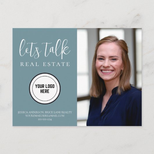 Carte Postale Contact Turquoise professionnel Info photo Immobil (Devant)