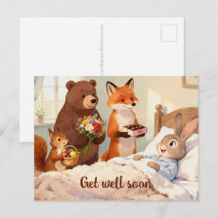 Carte Postale Conte de fées - Animal malade à la maison avec des