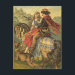 Carte Postale Conte de fées victorienne vintage, frère et soeur<br><div class="desc">Illustration vintage Petit frère et petite soeur livre classique de conte de fées pour enfants par les Frères Grimm. Une image d'amour et de romantisme montrant une fille (se sentant comme une princesse) est à cheval avec son prince charmant romantique. Son frère a été transformé en cerf après avoir bu...</div>
