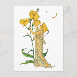 Carte Postale Conte de fées vintage, Primevère, Walter Crane