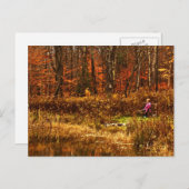 Carte Postale Contempler l'étang d'automne (Devant / Derrière)