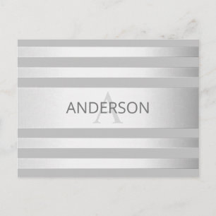 Carte Postale Contemporain Faux Argent Ombré Rayures & Gris