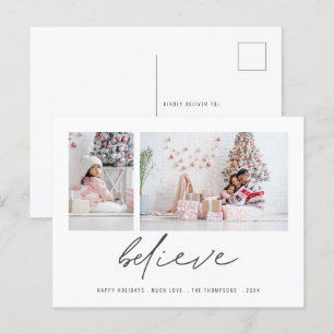 Carte Postale Contemporary Believe 2 Photos Script Christmas