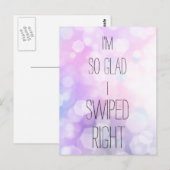 Carte Postale Content d'avoir glissé vers la droite - Paillettes (Devant / Derrière)