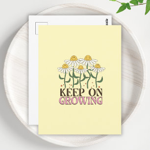 Carte Postale Continuer À Croître Citations Positives Fleurs Rét