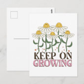 Carte Postale Continuer à grandir - positif avec des fleurs (Devant / Derrière)