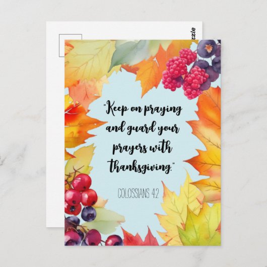 Carte Postale Continuez à prier Thanksgiving (Devant / Derrière)
