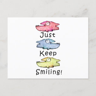 Carte Postale Continuez à sourire ! Poisson coloré aux dents poi