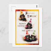 Carte Postale Continuez sur Smilin, Chat noir, Louis Wain (Devant / Derrière)