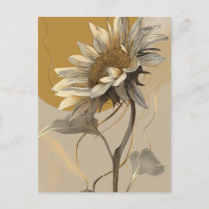 Carte Postale Contour de tournesol minimaliste neutre