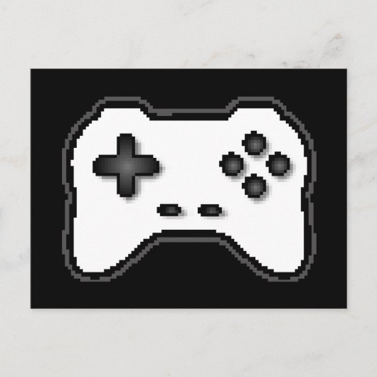 Carte Postale Contrôleur de jeu Noir Blanc 8 bits Style de jeu v (Devant)