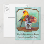 Carte Postale Conure soleil et fleurs (Devant / Derrière)