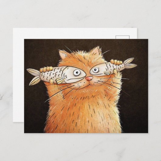 Carte Postale Conversation avec yeux de poisson (Devant / Derrière)