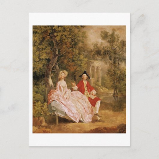 Carte Postale Conversation dans le parc, portrait de l'art et (Devant)