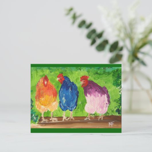 Carte Postale Conversation de poulet (Debout devant)