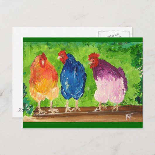 Carte Postale Conversation de poulet (Devant / Derrière)
