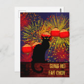 Carte Postale Conversation Noir Nouvel An Chinois (Devant / Derrière)