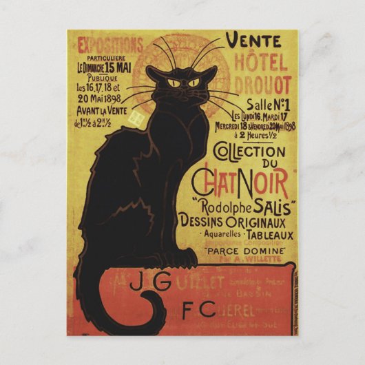 Carte Postale Conversation Noir, Vente Hôtel Drouot Steinlen Art (Devant)