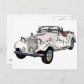 Carte Postale Convertible de MG de blanc classique et d'or (Devant / Derrière)
