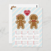 Carte Postale Cookie Cute Gingerbread Couple 2025 Calendrier (Devant / Derrière)