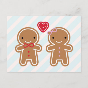 Carte Postale Cookie Cute Kawaii Gingerbread Couple