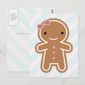 Carte Postale Cookie Cute Kawaii Gingerbread Girl (Devant / Derrière)
