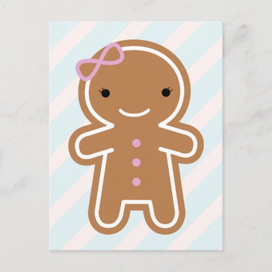 Carte Postale Cookie Cute Kawaii Gingerbread Girl (Devant)