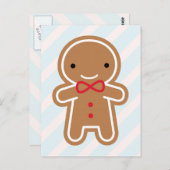 Carte Postale Cookie Cute Kawaii Gingerbread Homme (Devant / Derrière)