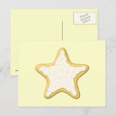 Carte Postale Cookie étoile glacée. Jaune et crème. (Devant / Derrière)