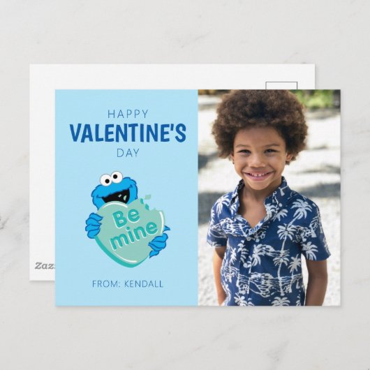 Carte Postale Cookie Monster "Be Mine" Candy Saint-Valentin (Devant / Derrière)