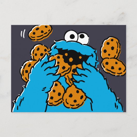 Carte Postale Cookie Monster Eating All the Cookies (Devant)