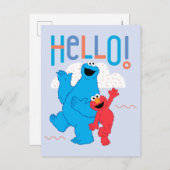 Carte Postale Cookie Monster & Elmo Bonjour ! (Devant / Derrière)
