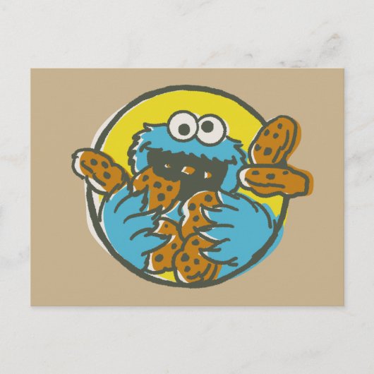 Carte Postale Cookie Monster Retro (Devant)