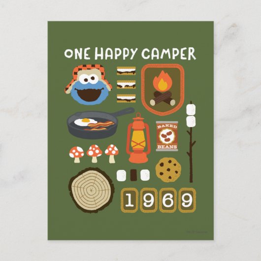 Carte Postale Cookie Monster | Un Camper Heureux (Devant)