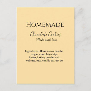 Carte Postale Cookies au chocolat faits maison avec amour ajoute