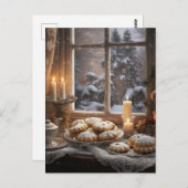 Carte Postale Cookies de Noël en journée enneigée (Devant / Derrière)
