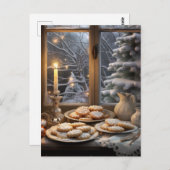 Carte Postale Cookies de Noël en journée enneigée (Devant / Derrière)