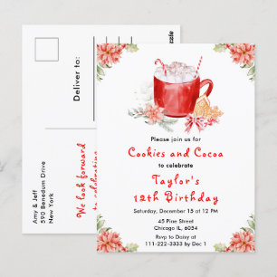 Carte Postale Cookies de Noël et cacao Fête d'anniversaire Rouge